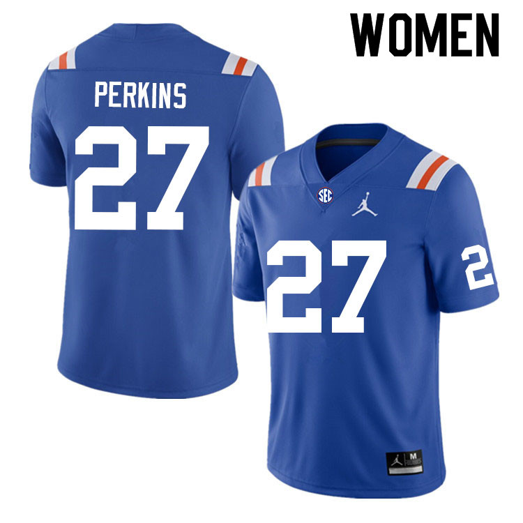 Women #27 Jadarrius Perkins Florida Gators College Football Jerseys Sale-Throwback